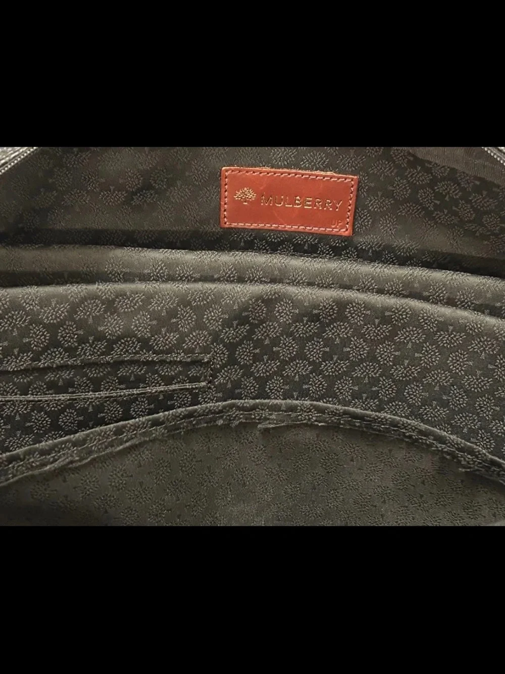 Mulberry Black Pebbled Leather Briefcase with Brown Trim